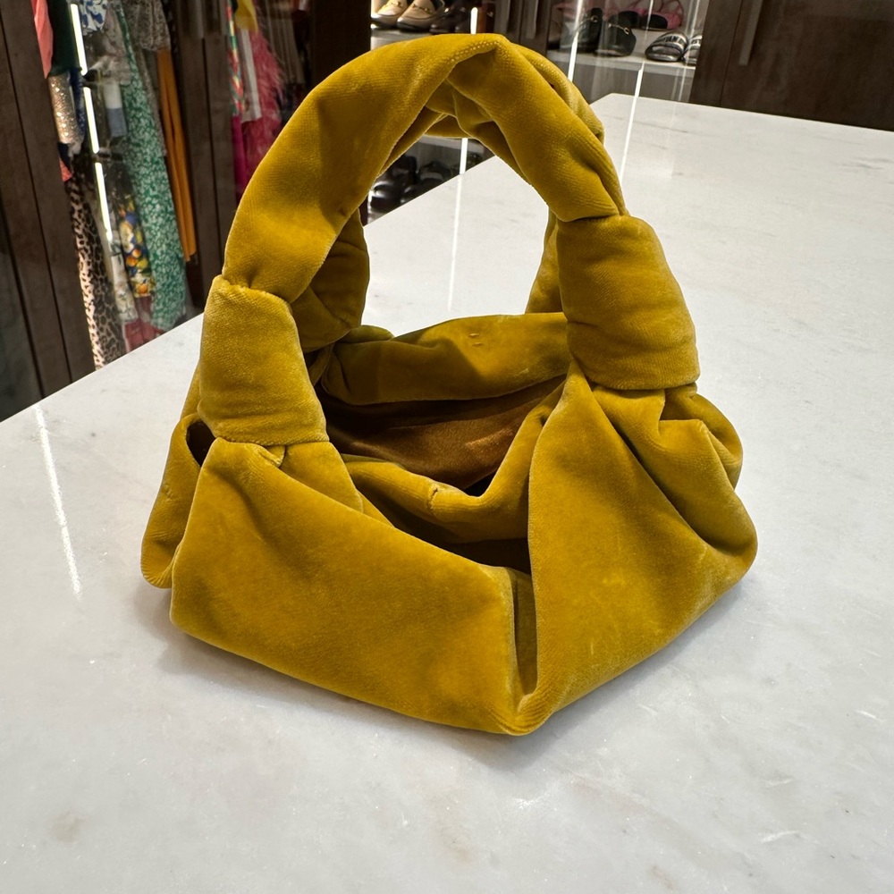 The Row ascot yellow velvet mini bag